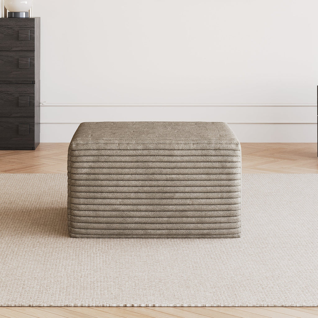 Sofa Ottoman with Plush Corduroy Fabric - No Assembly Required