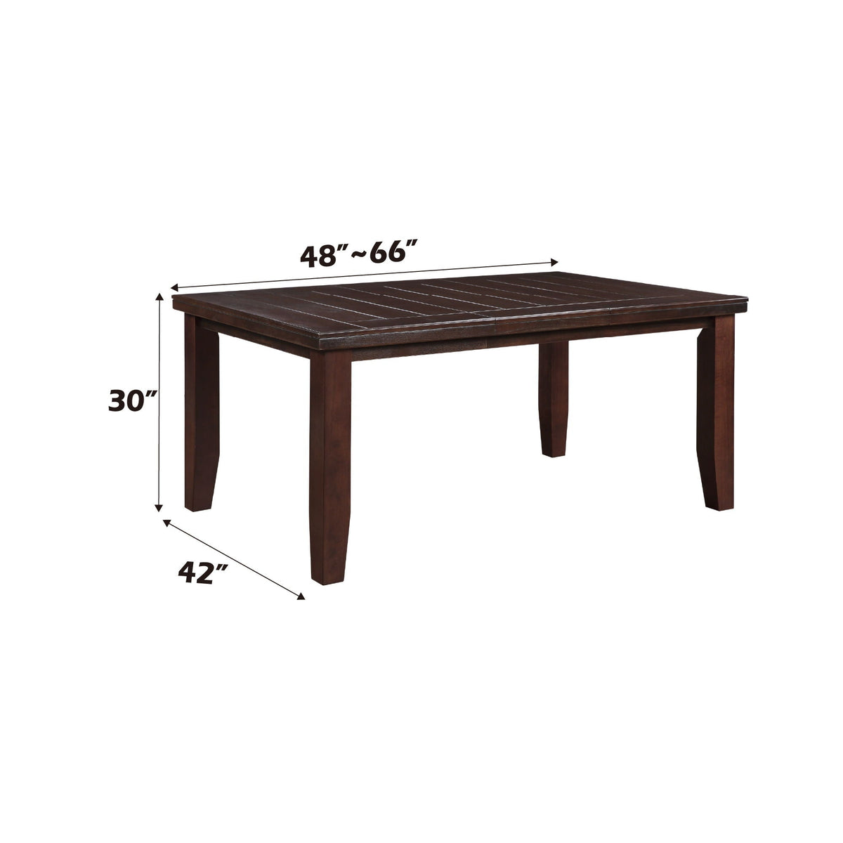 Cherry Wood Dining Table with Tapered Shaker Legs - Dark Brown