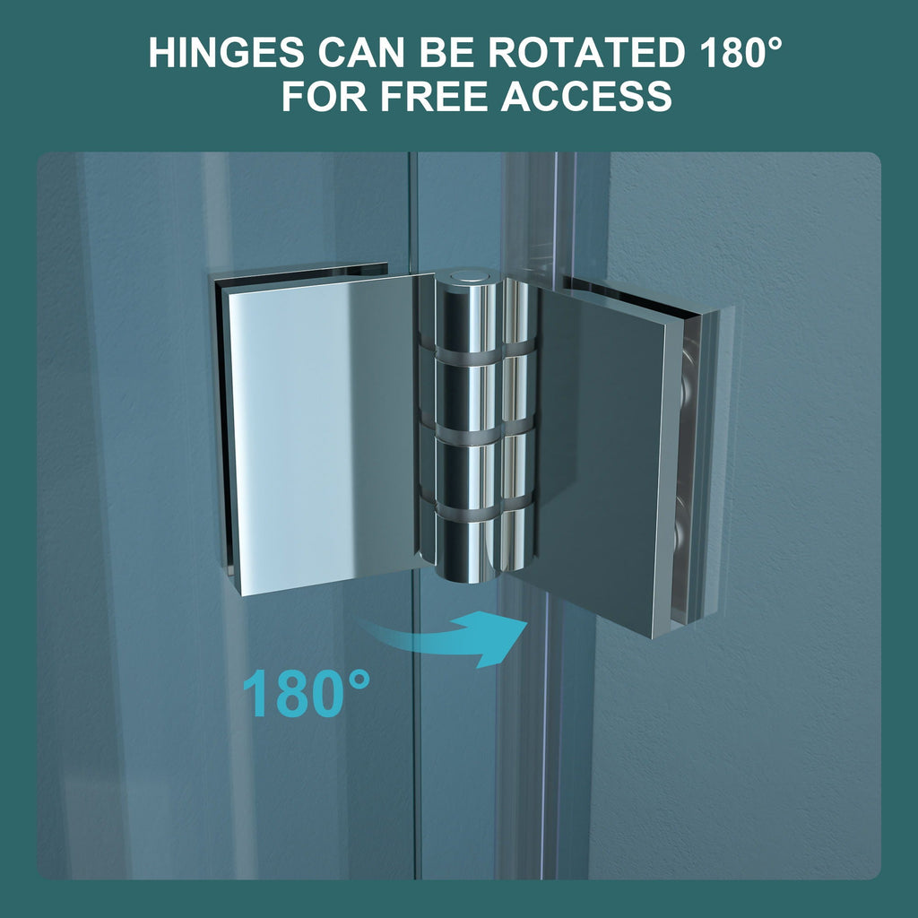 Fold Frameless Shower Door with Tempered Glass - Bi-Fold Modern Design