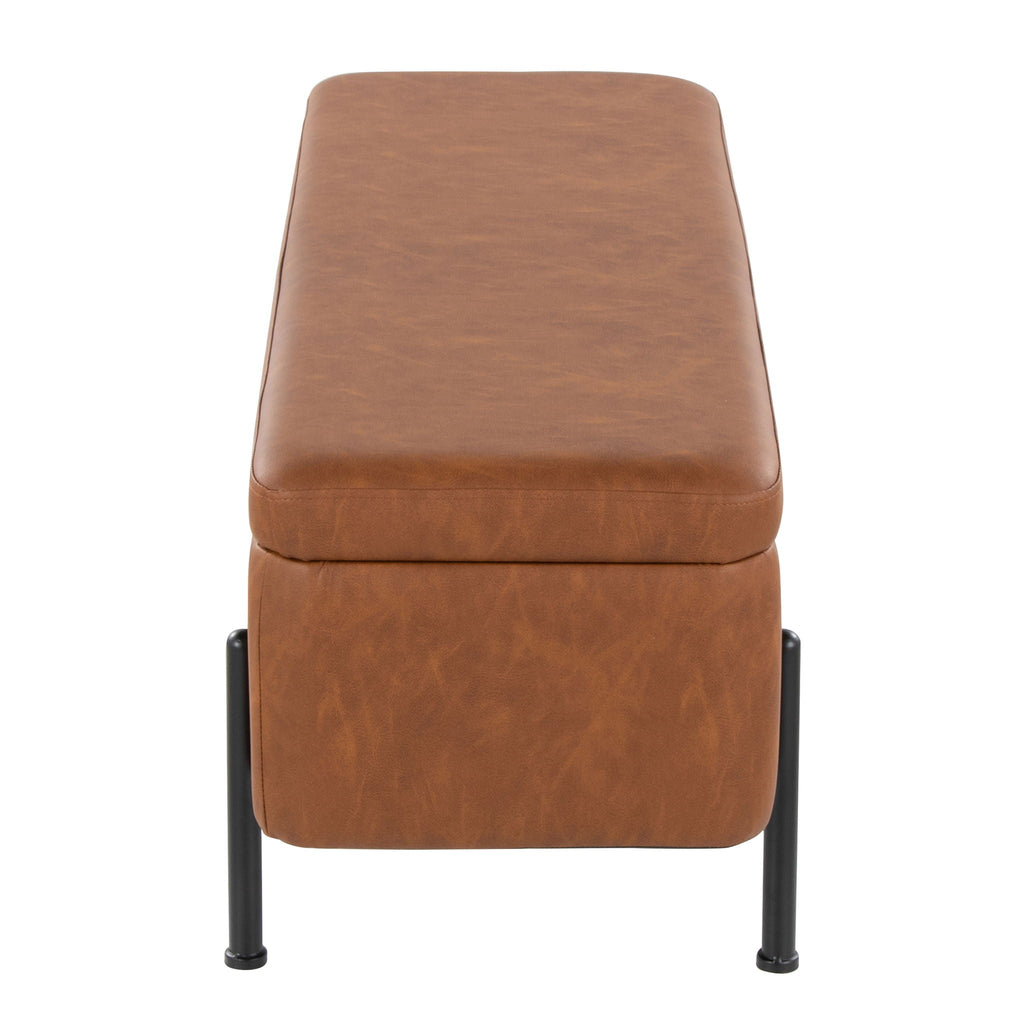 Contemporary Storage Bench with Flip-Top Storage - Black & Camel