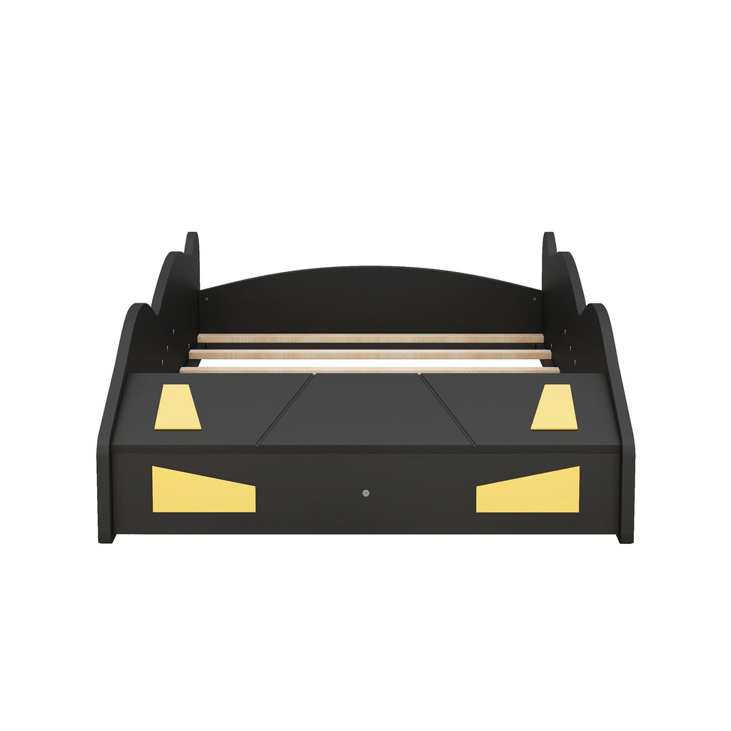 Race Car Platform Bed with Storage and Wheels - Black or Blue