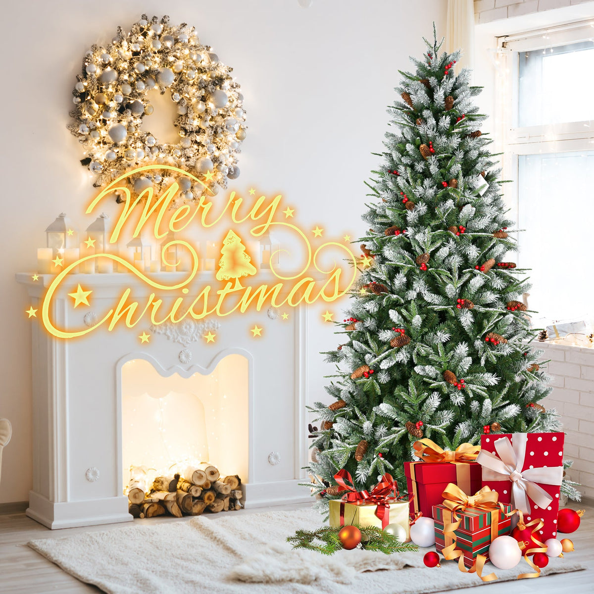 7FT Christmas Tree with 2178 Tips - Full PVC Holiday Decor