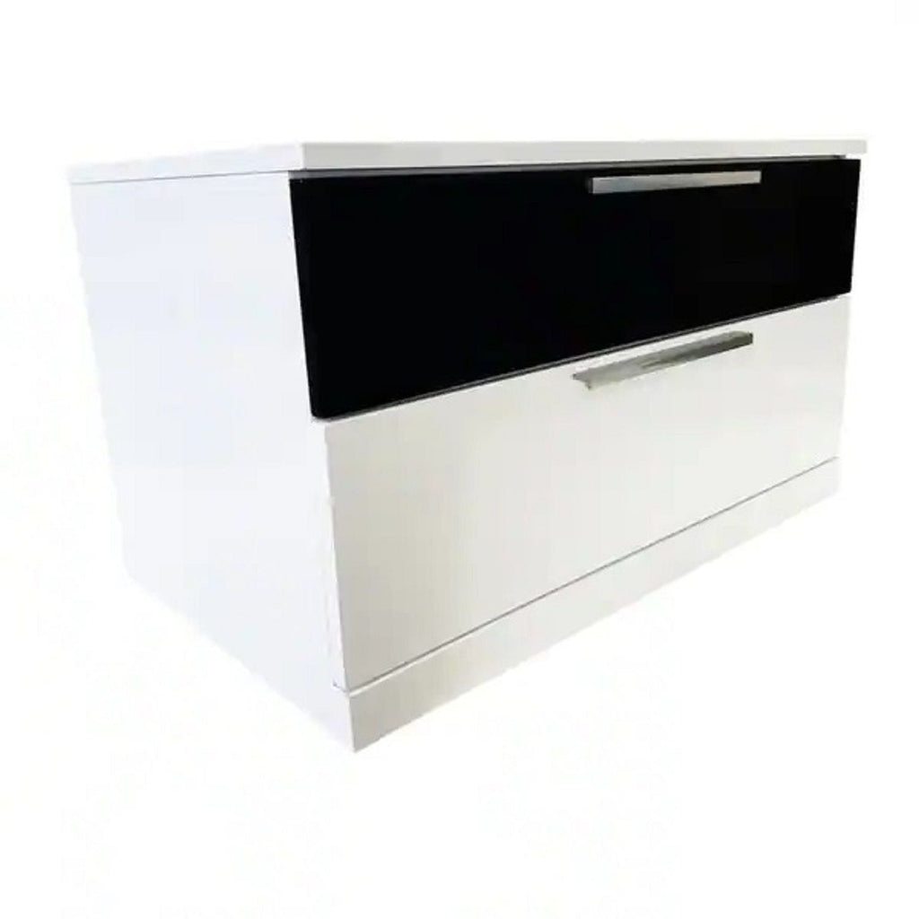 2 Drawer Nightstand, Bedside Table with Ample Storage - White / Black