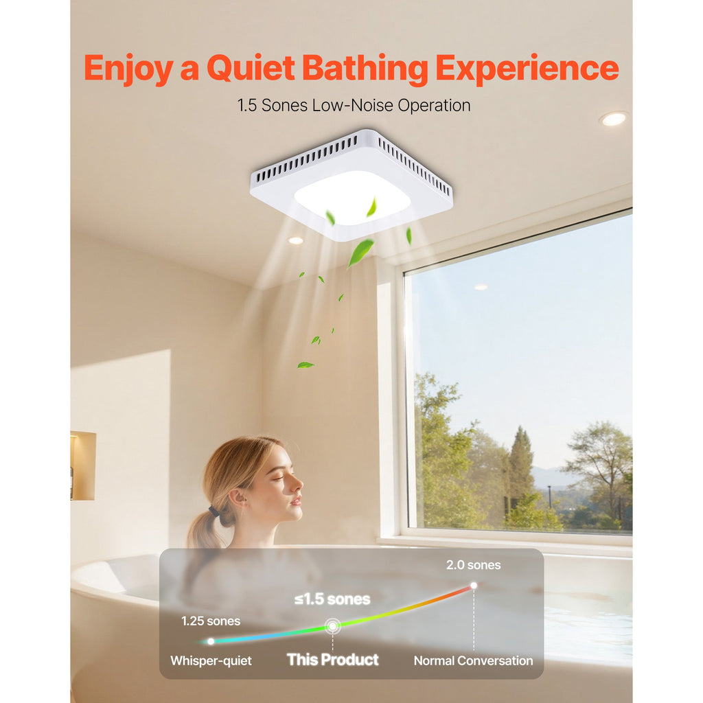 Bathroom Exhaust Fan with Adjustable LED Light - White