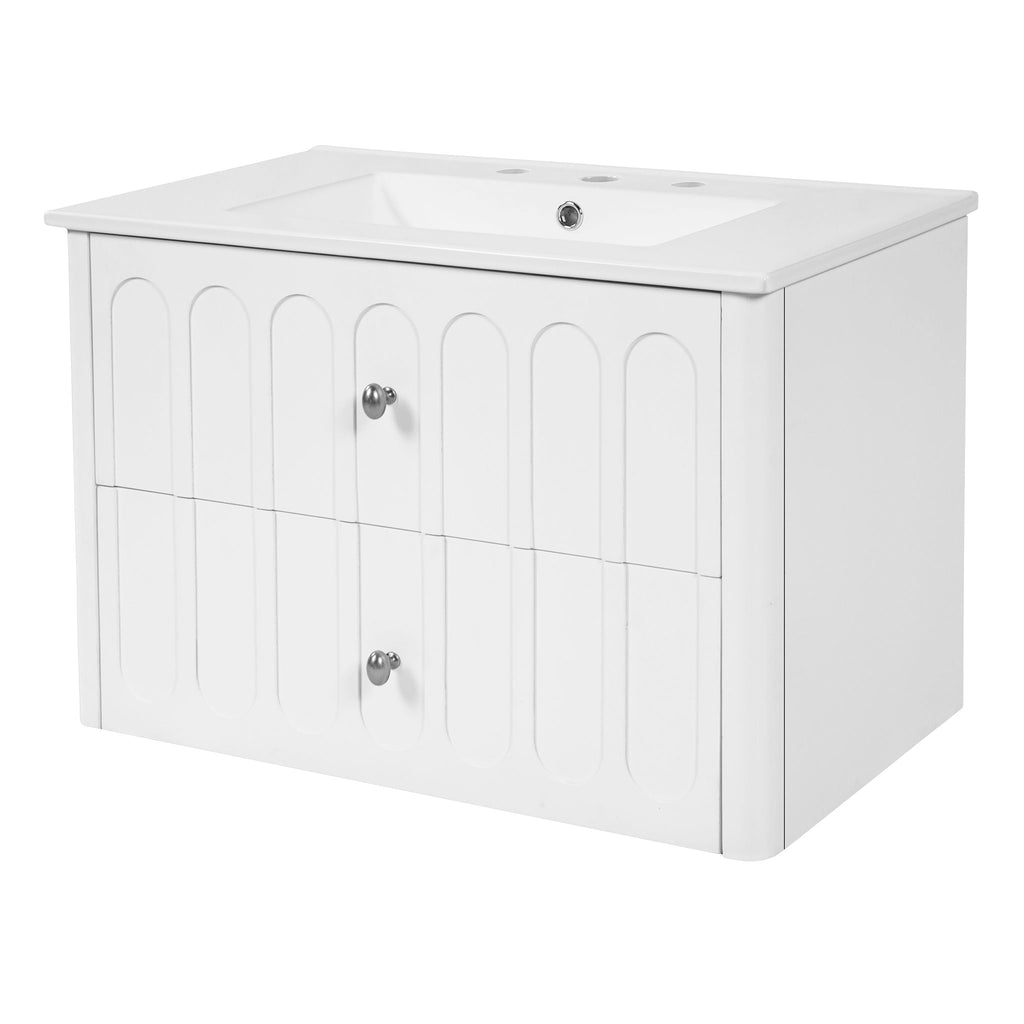 Floating Bathroom Vanity with Soft Close Drawer Slides – White or Black