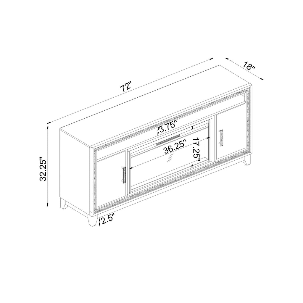 Fireplace TV Stand with Adjustable Temperature and LED Options - Dark Gray or White