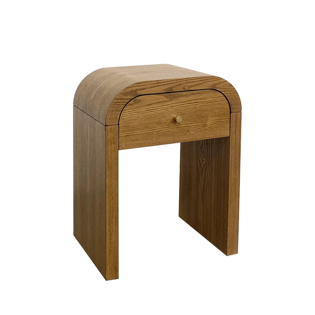 Curved Table with Minimalist Design and Storage - Walnut Brown or Black