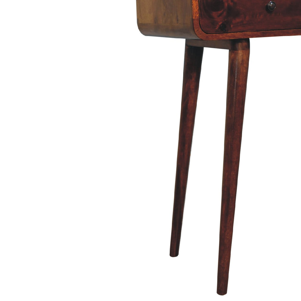 Solid Wood Chestnut Hallway Table with Nordic Legs - 2 Drawers
