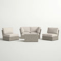Modular Wicker Patio Seating Group with Cushions - Gray or Dark Brown
