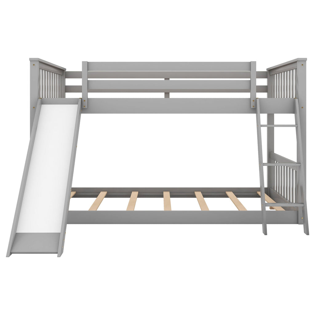 Bunk Bed with Convertible Slide and Ladder - White or Dark Gray