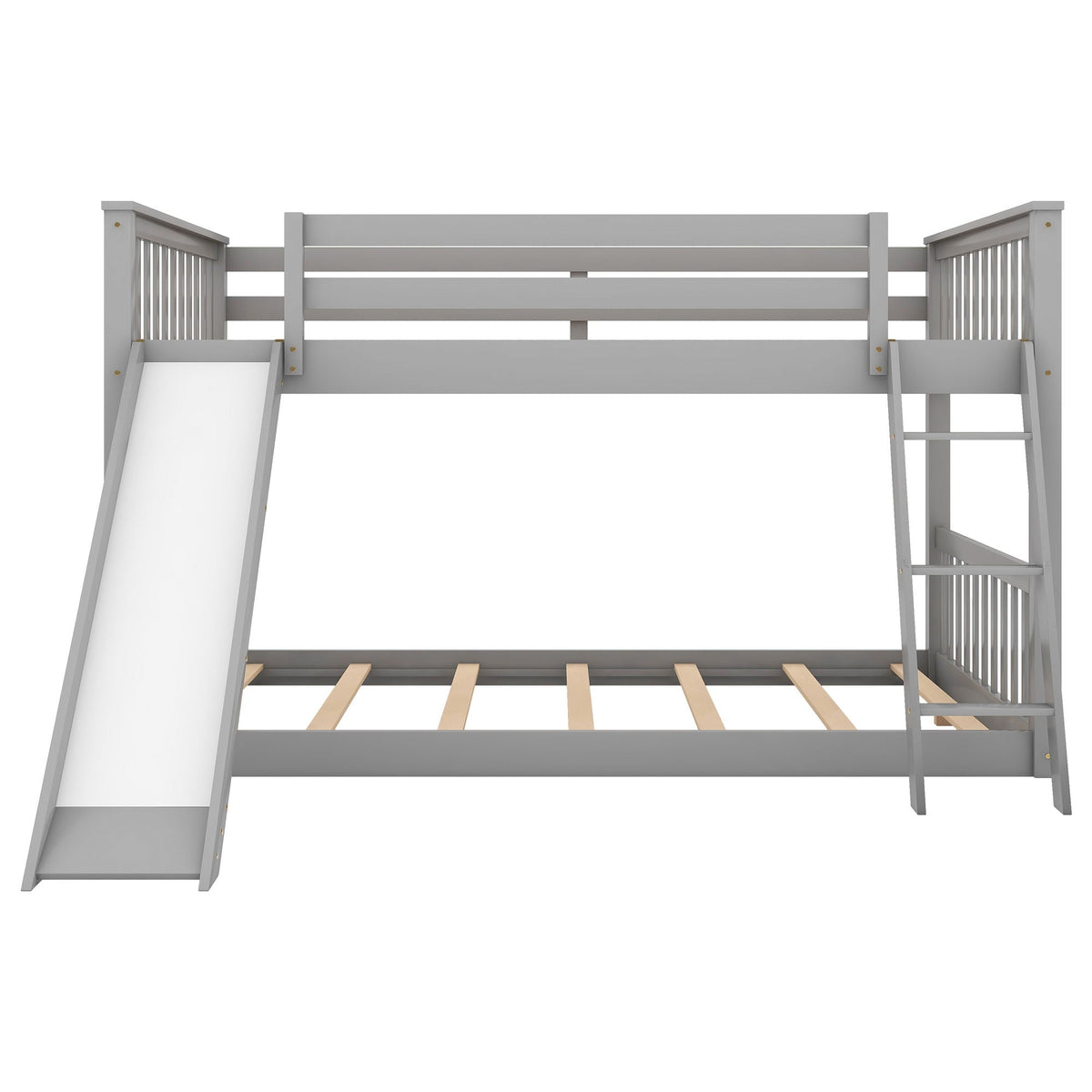 Bunk Bed with Convertible Slide and Ladder - White or Dark Gray