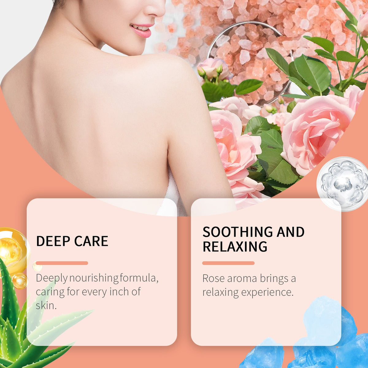 Rose Bath Mineral Salt, Bathe Skin, Clean Surface Scales, Moisturize Skin Care