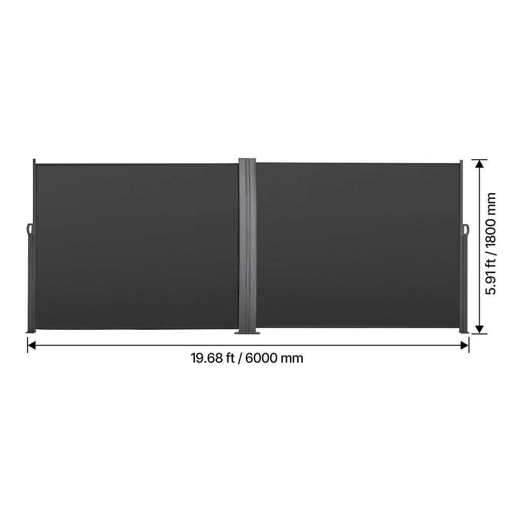 Retractable Side Awning with Waterproof Polyester Fabric - Grey or Beige