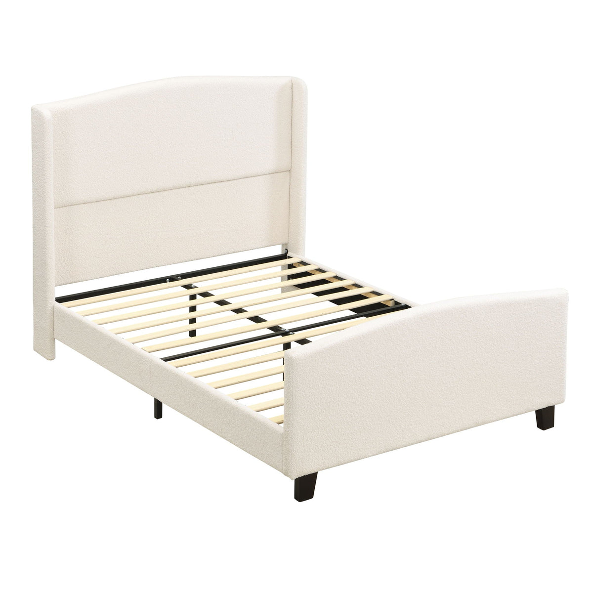 Platform Bed Frame with Tall Headboard and High Footboard - White or Gray