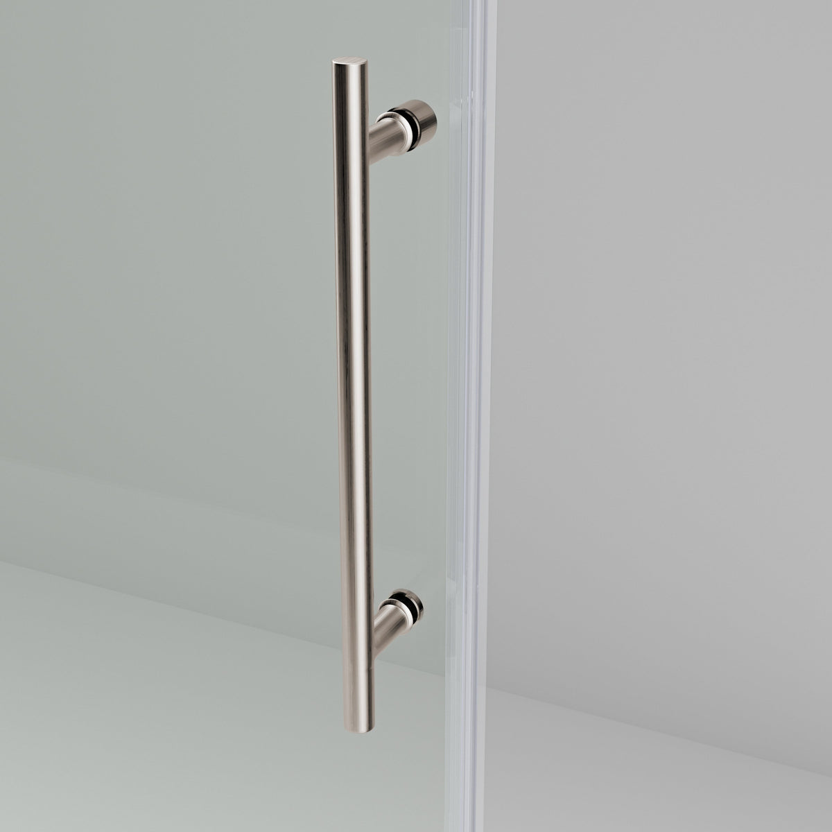 Frameless Sliding Shower Door with Tempered Glass - Brushed Nickel