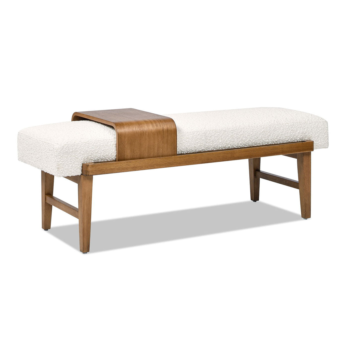 Modern Telephone Bench with Sliding Shelf – Ivory White