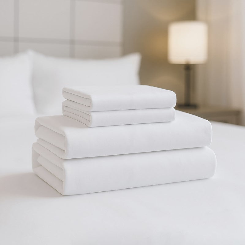 King Luxury Cotton Sheet Set with Soft 100% Cotton - White