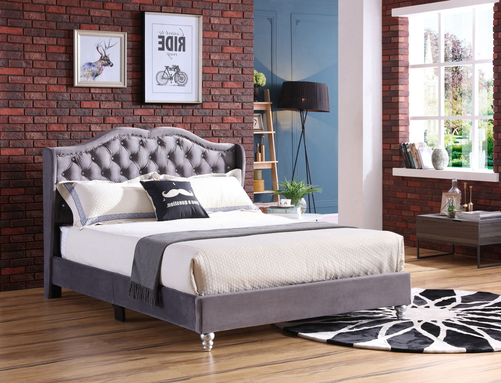 Transitional Upholstered Bed with Jewel Tufting – Multiple Colors