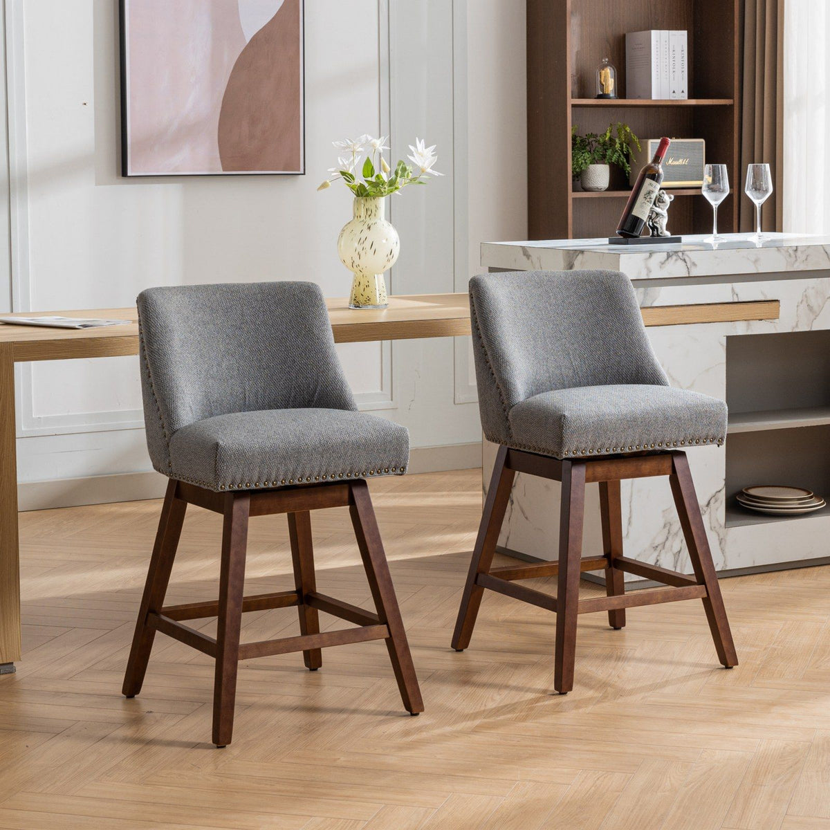 Counter Height Swivel Barstools, Set of 2