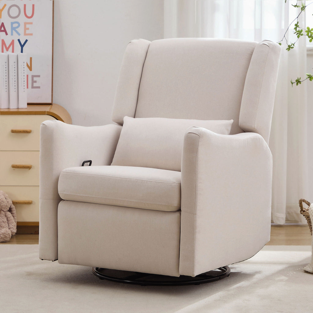 Wide Wingback Swivel Glider Rocker Recliner Chair with 360-Degree Swivel - Dark Green or Beige