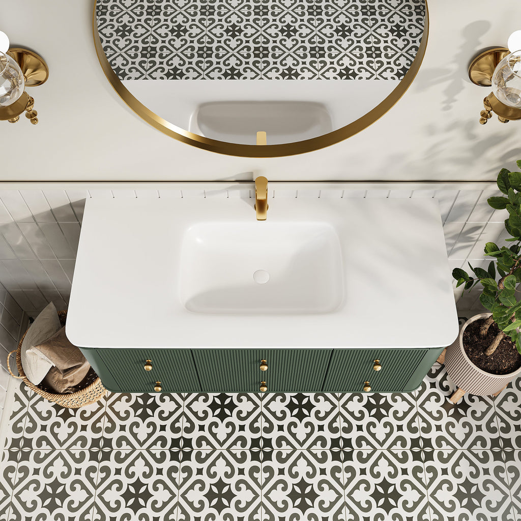 48" Wall Mounted Single Bathroom Vanity with Integrated Basin - Modern