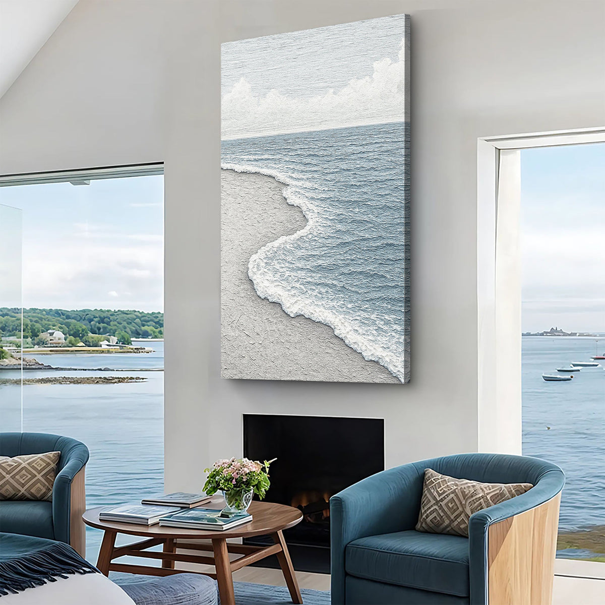 White Waves Abstract Wall Art
