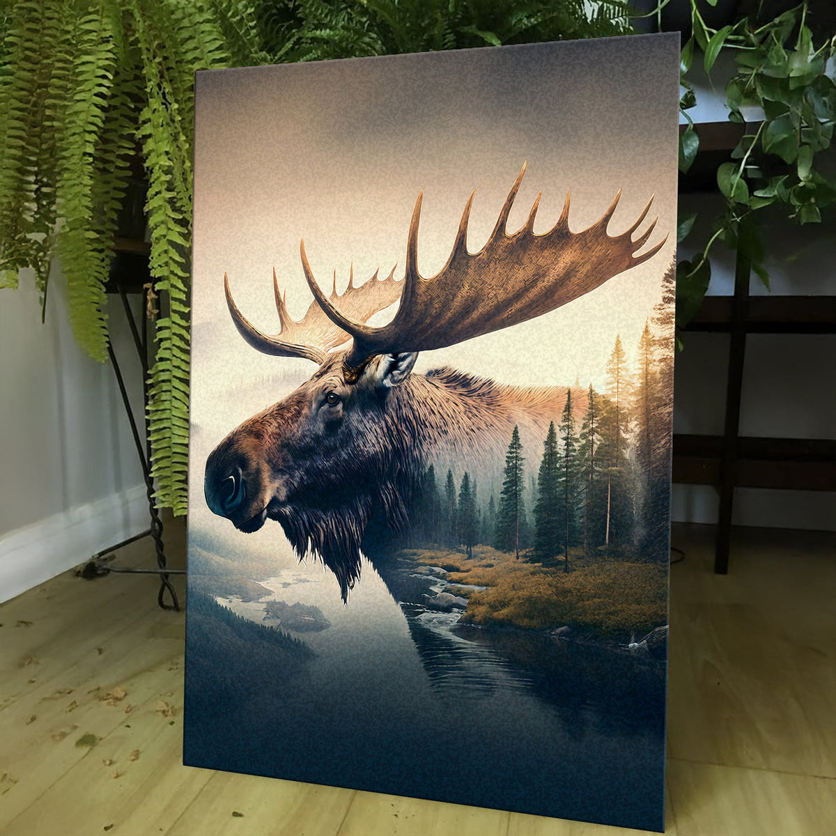 Moose Double Exposure Wall Art