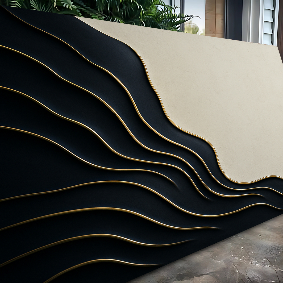 Black and Gold Minimalist Abstract Wall Art