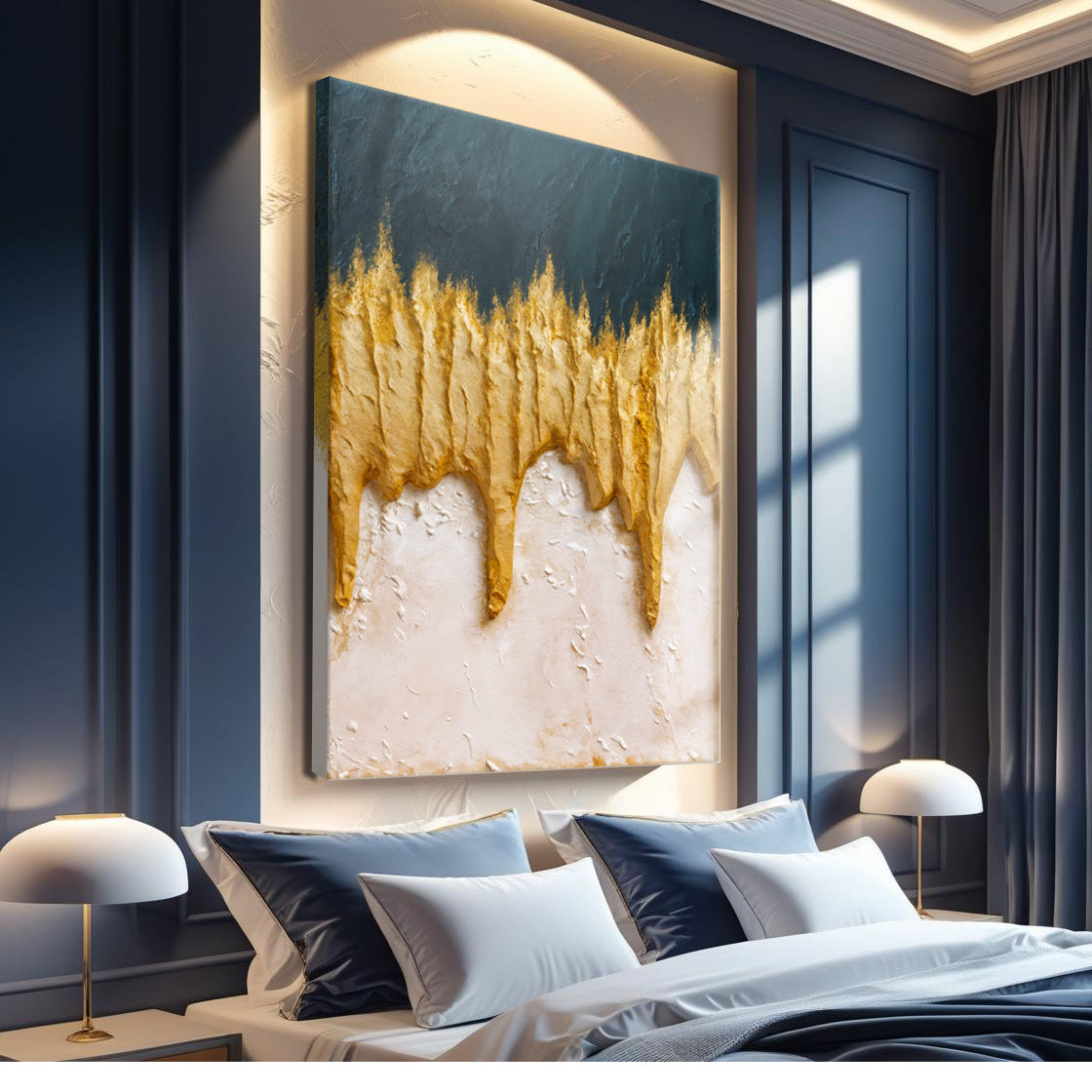 Abstract Blue And Gold Wall Art