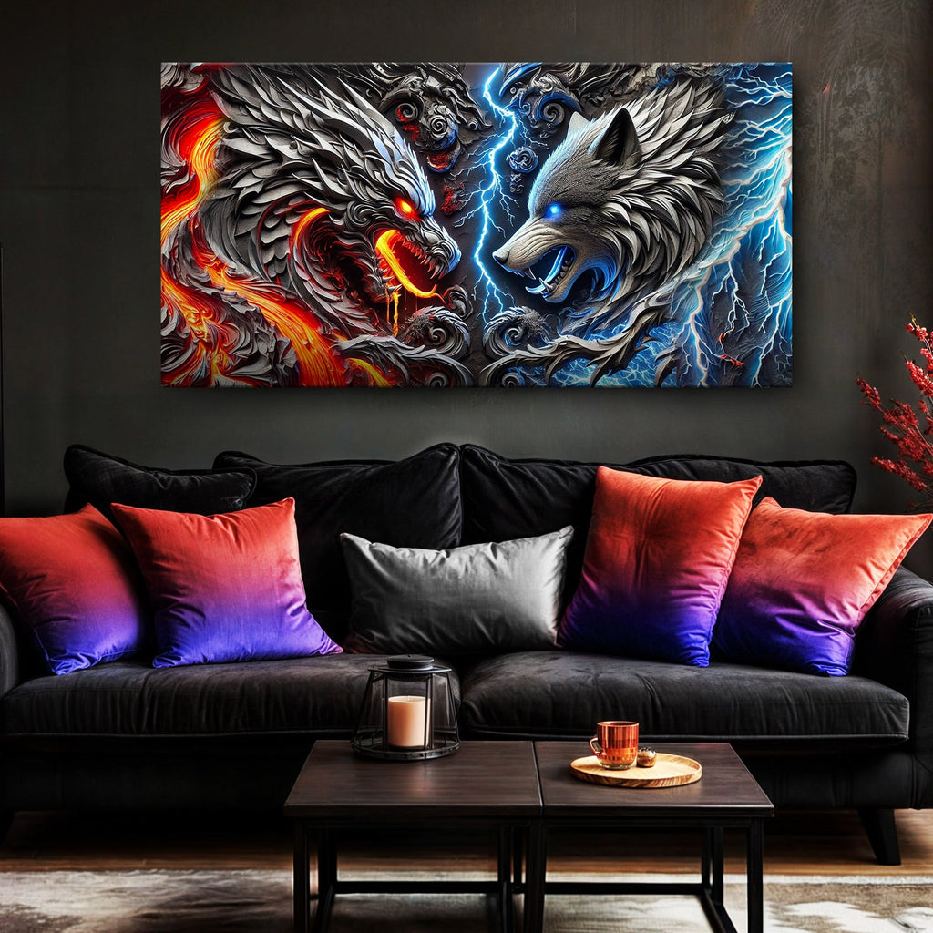 Dragon and Wolf Wall Art IV