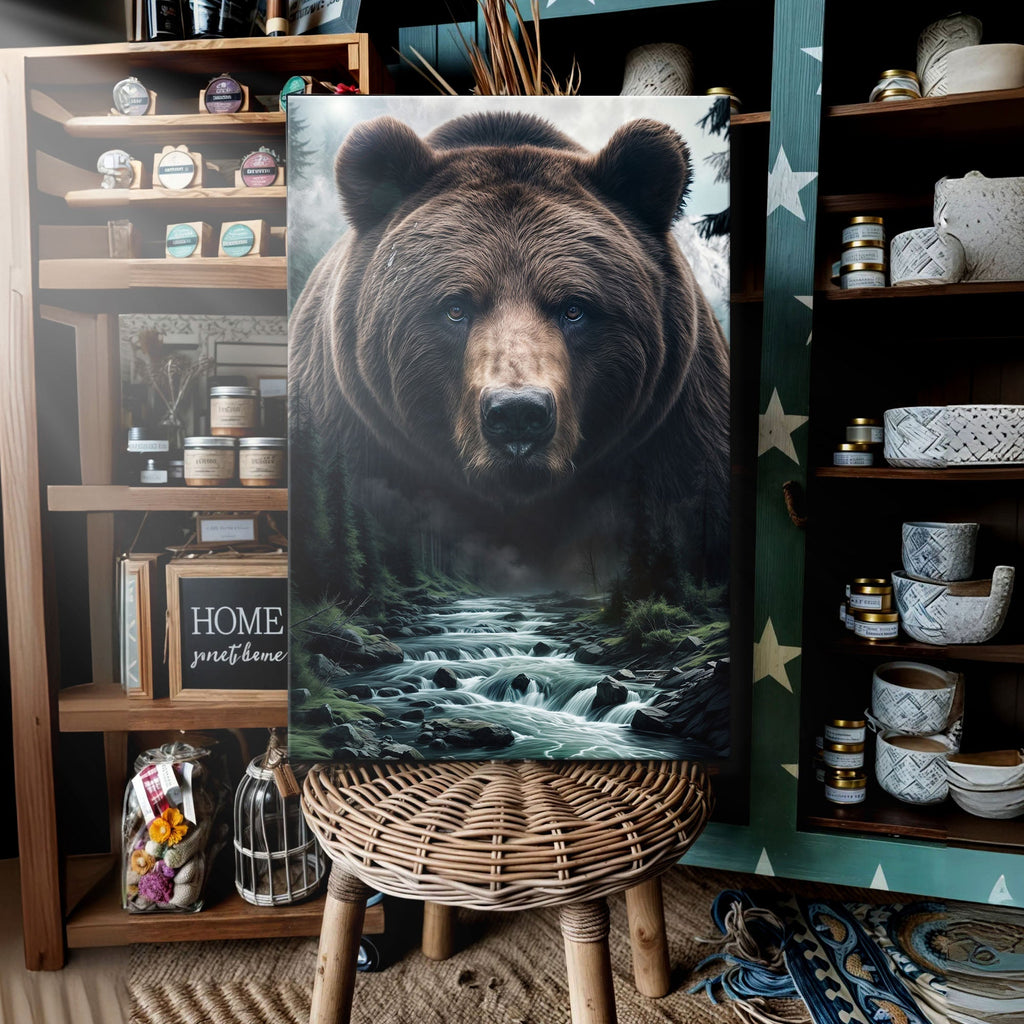 Grizzly Bear Double Exposure Wall Art