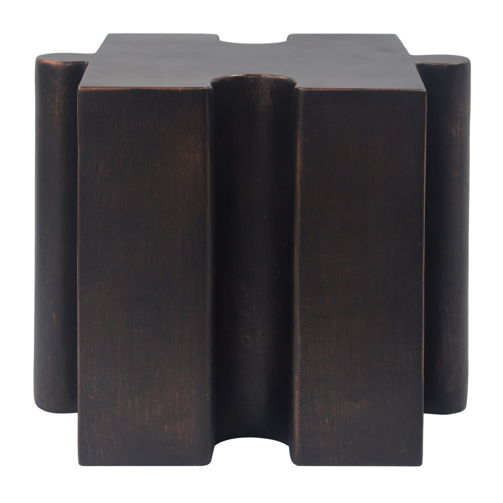 Puzzle Art Side Table with Modular Concave Edge - Magnesium Oxide