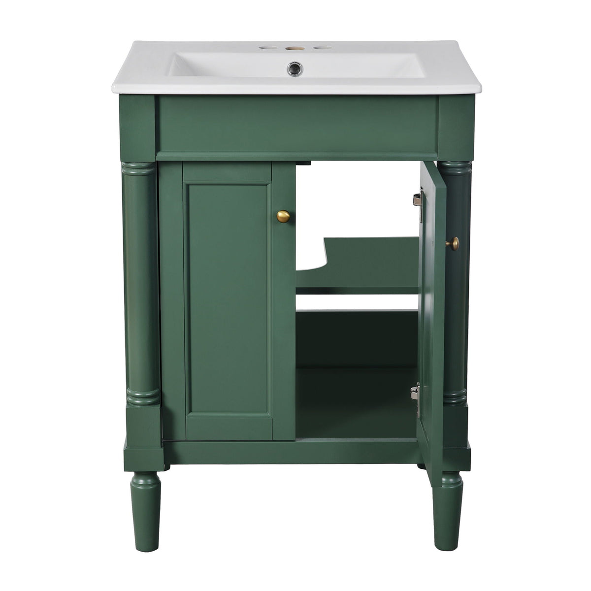 Bathroom Vanity With Top Sink and Two-Tier Storage Cabinet - Multiple Colors