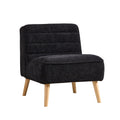 Black Upholstered Armless Accent Chair with Wood Legs