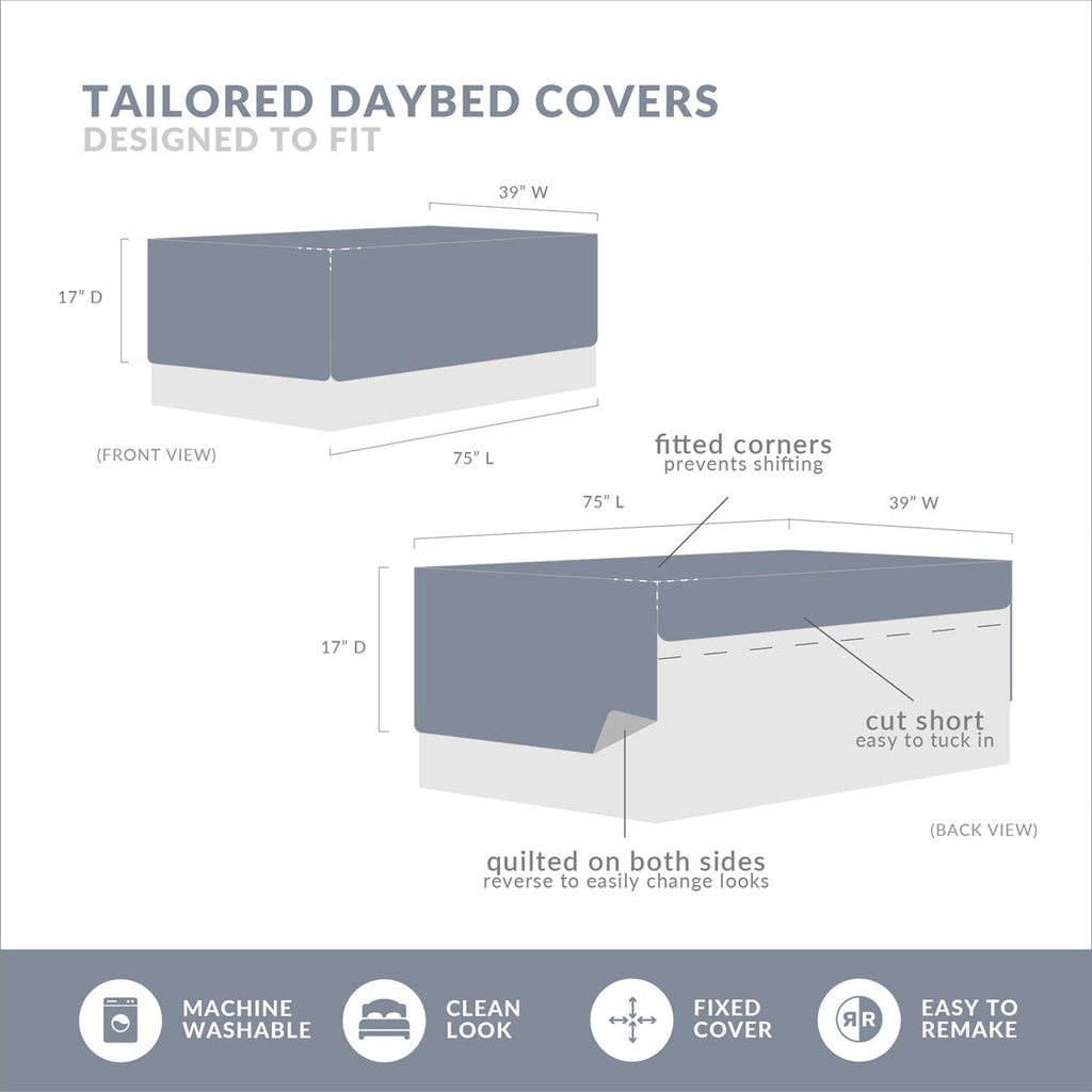 Reversible Scalloped Edge Daybed Cover Set with Antimicrobial Treatment - White or Blush