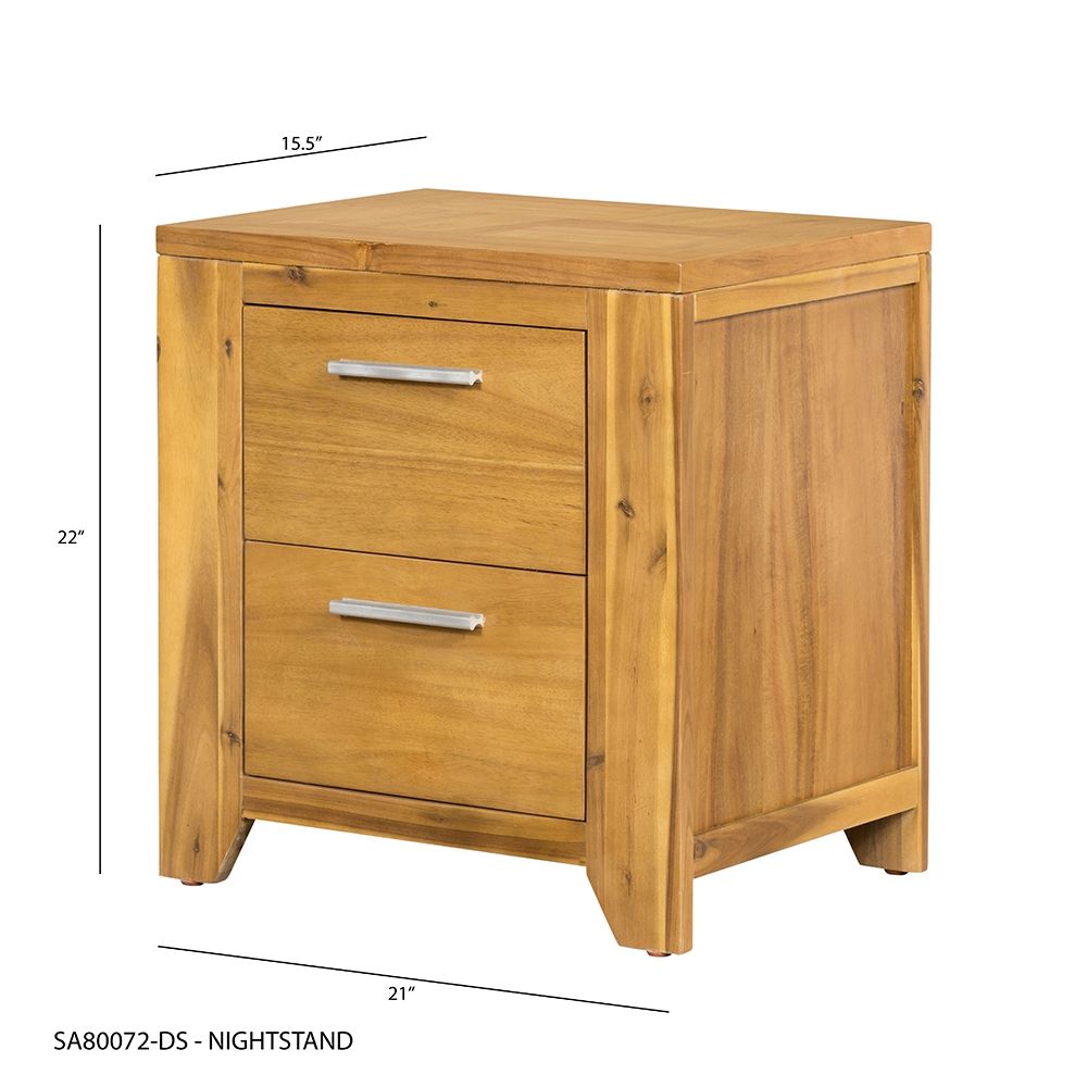 Natural Wood Nightstand with Smooth Glide Drawer - Brown