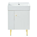 Bathroom Vanity with Single Ceramic Sink and Side Storage - Multiple Colors