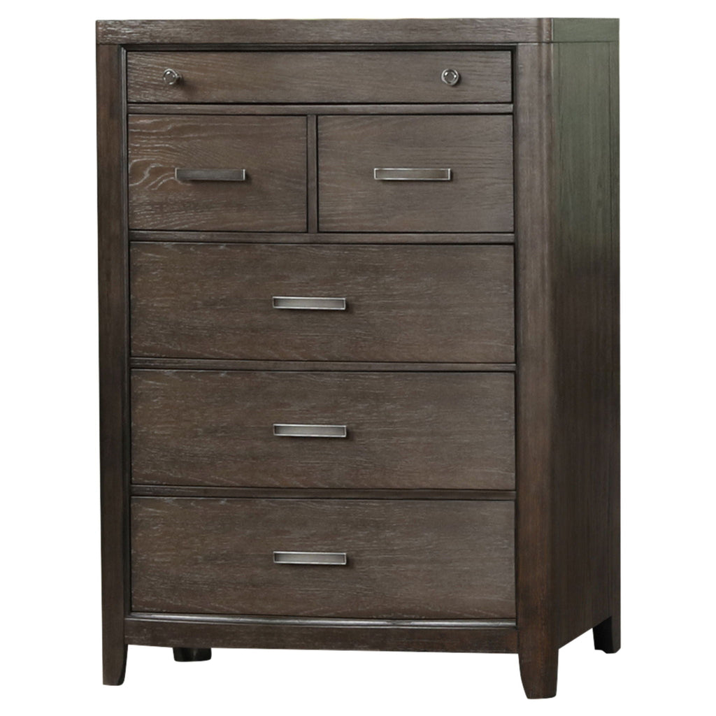 Antique Brown 6 Drawer Dresser with Cedar-Lined Bottom Drawer