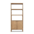 Natural Reclaimed Wood Bookcase with Lower Cabinet - 86" Tall