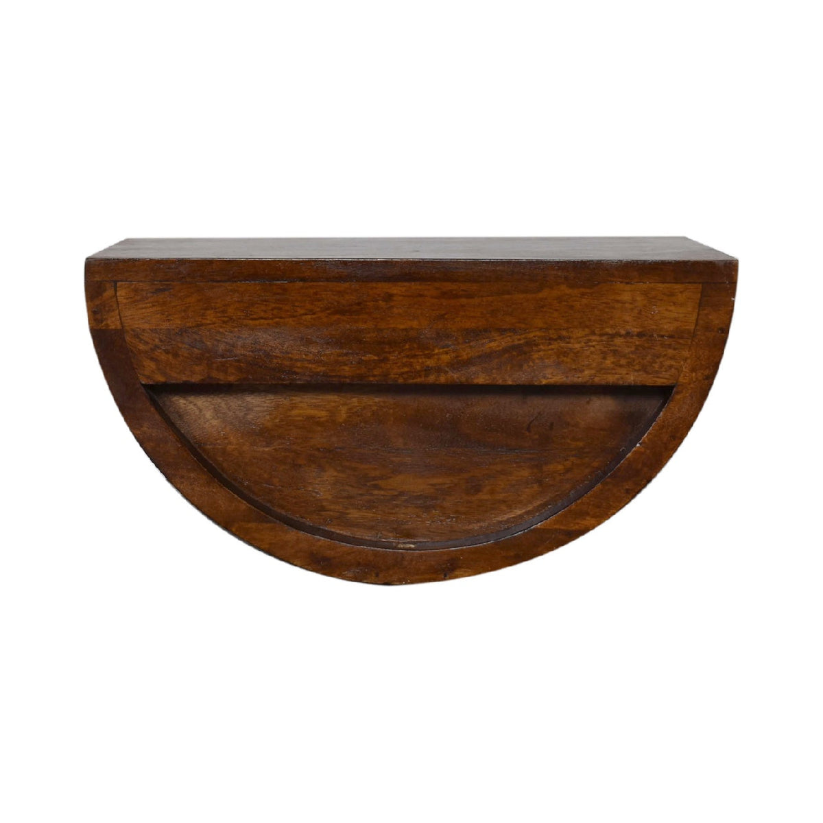 Solid Wood Crescent Floating Nightstand with Drawer - Chestnut