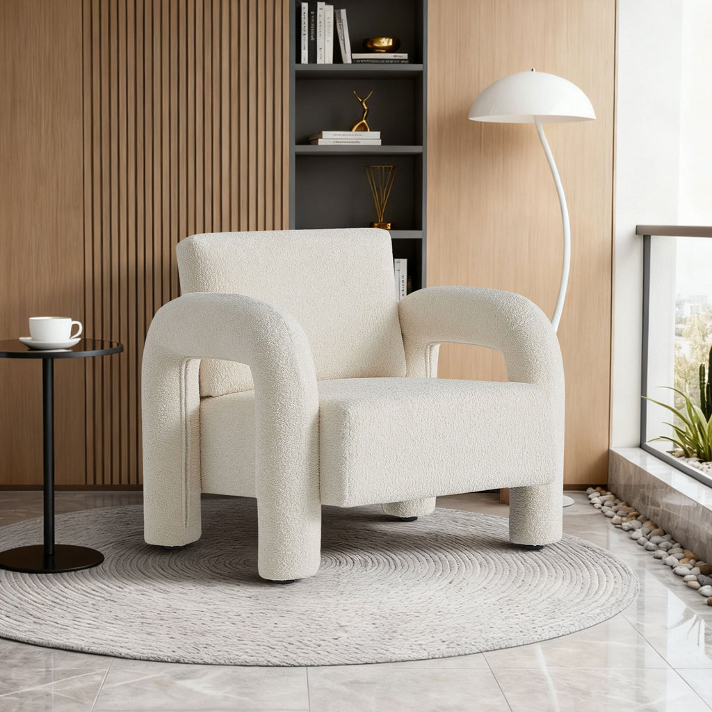 Modern Velvet Accent Chair with Plush Upholstery - Beige