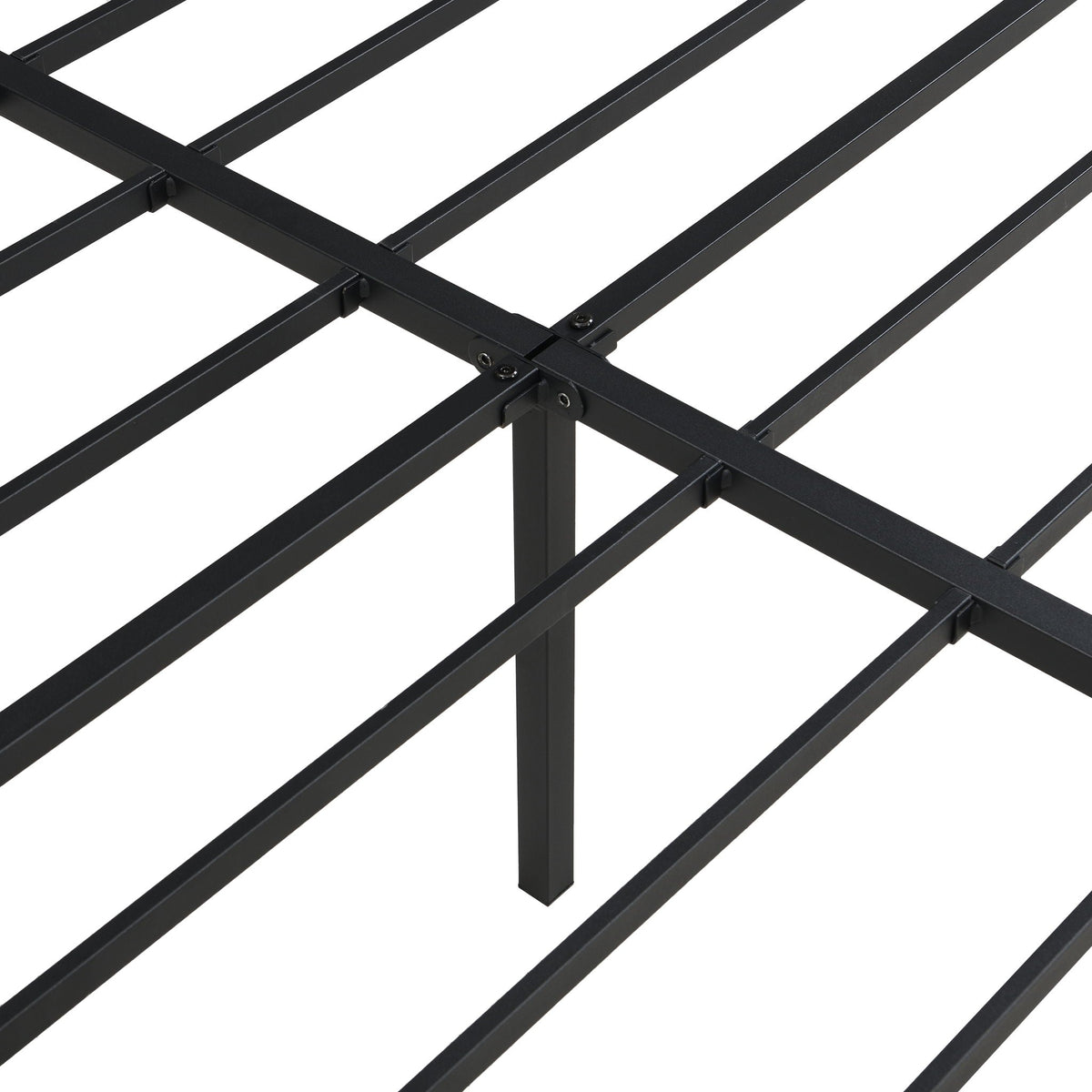 Heavy Duty Queen Size Bed Frame with Quiet Support - Black