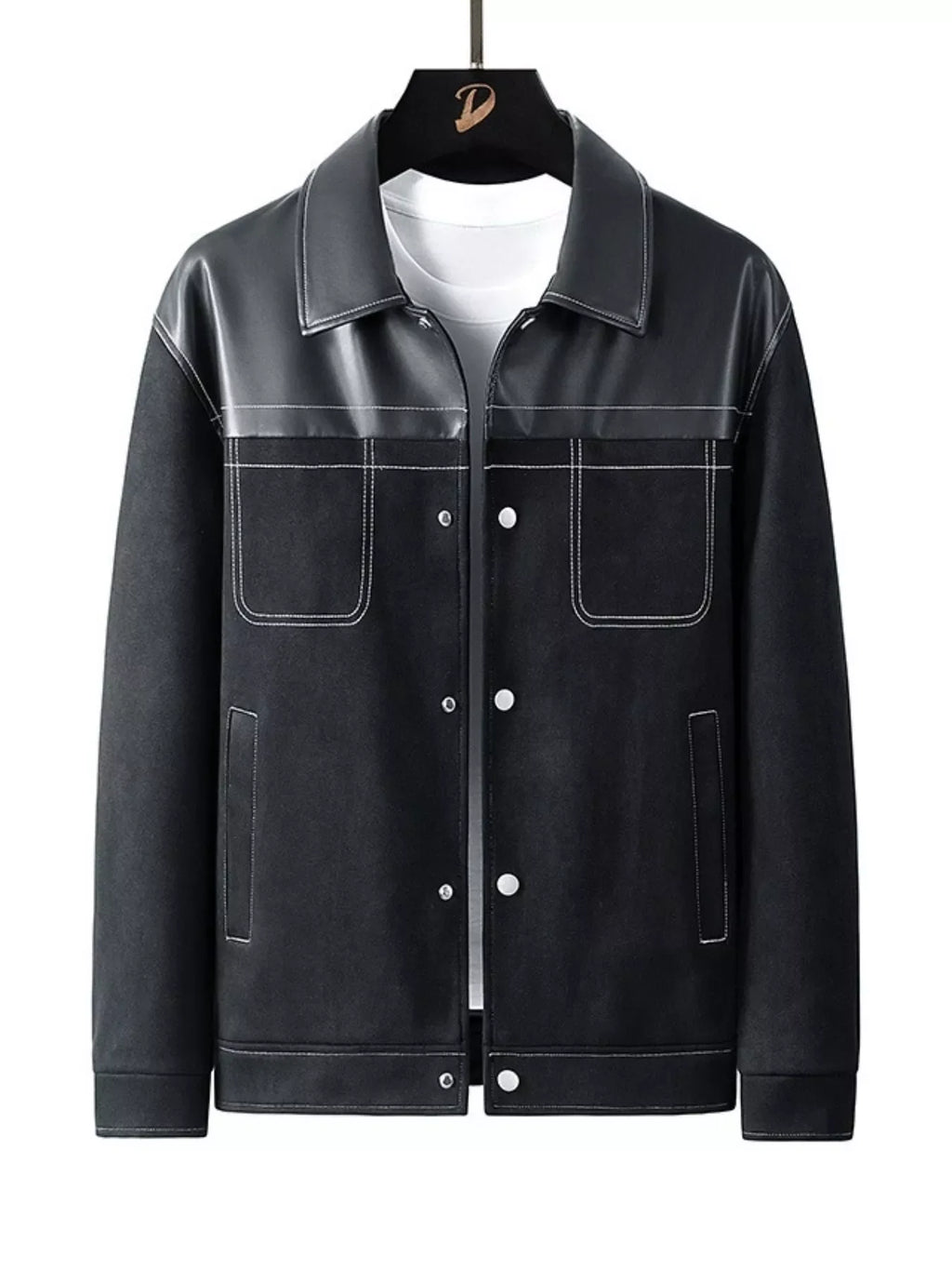 Men's Plus Size Snap Down Long Sleeve Shacket