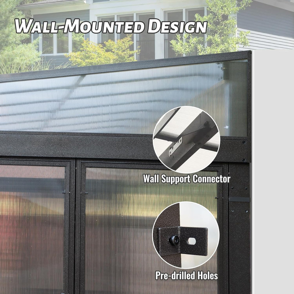 10x12FT Aluminum Sunroom with Detachable Windows - Dark Brown