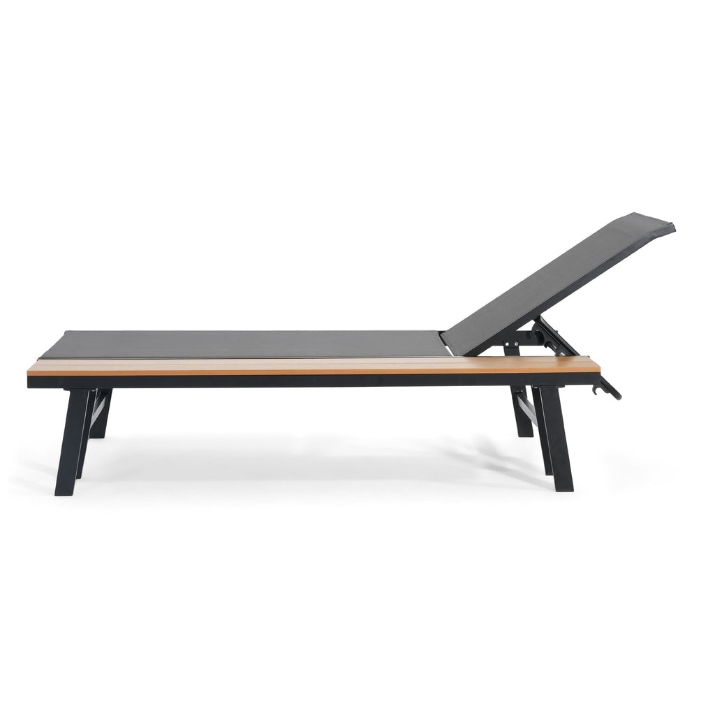 Waterloo Chaise Lounge Set with Attached Wood Side Table - Set of 2