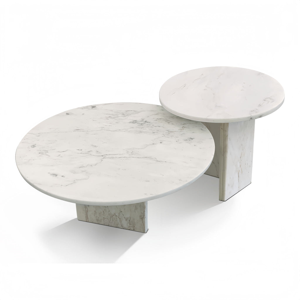 Elegant Coffee Duo Table Set with Natural Marble Tops - Multiple Colors