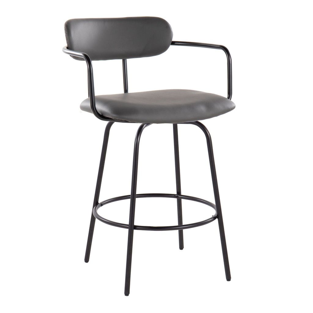 Demi Contemporary Fixed Height Counter Stool With Swivel (Set of 2)