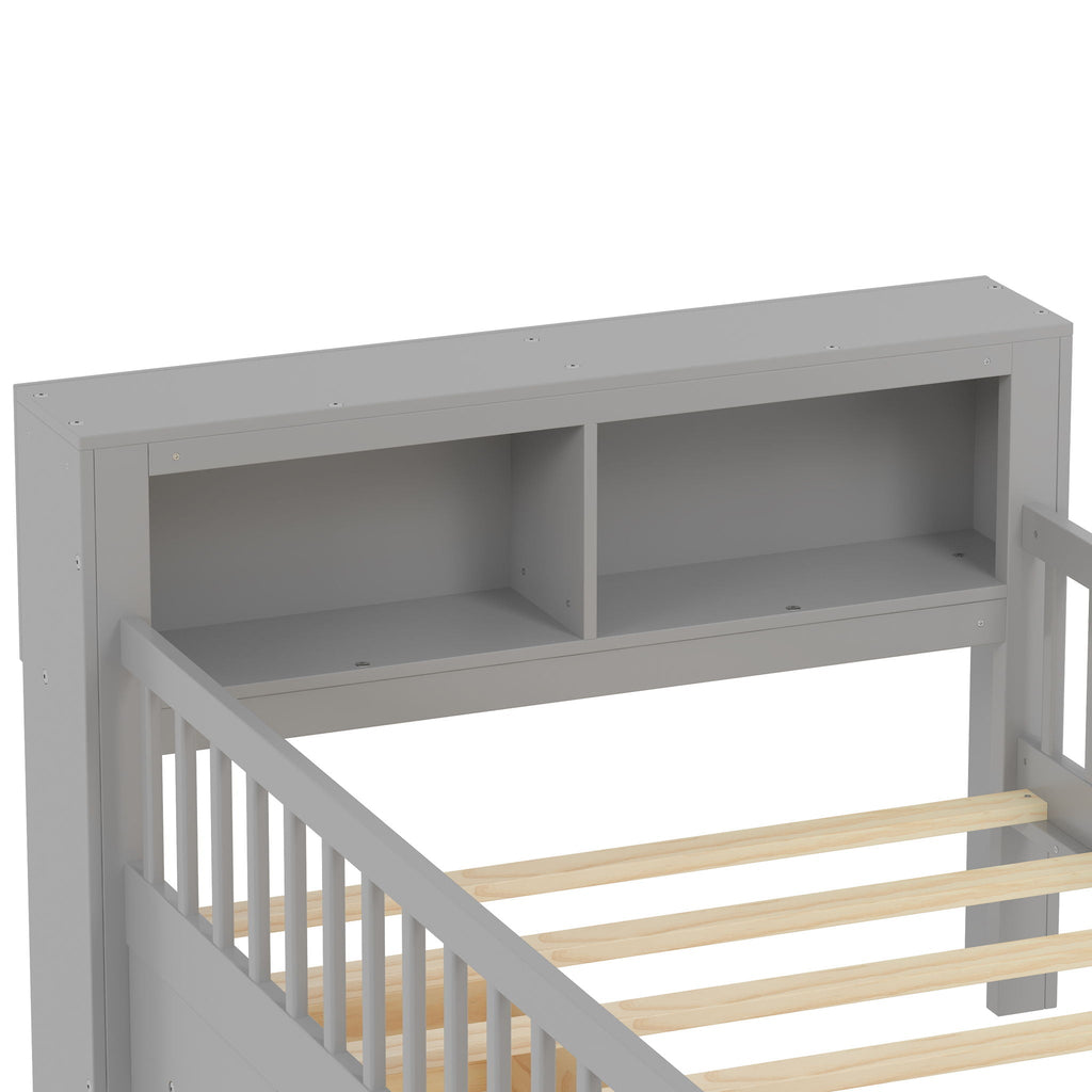 Twin Storage Bed with Headboard Rack & Under-Bed Drawers - Multiple Colors