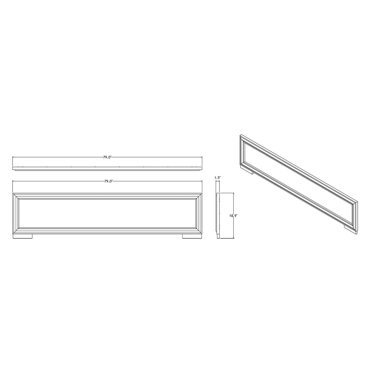 Gray Platform Bed with LED Headboard - Solid Wood