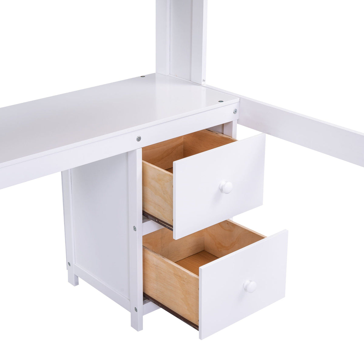 Loft Bed with Desk, Cabinets, Drawers and Charging Station - Full Size